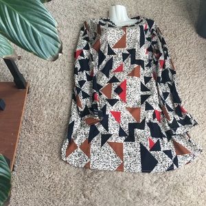 Triangle graphic long sleeved shirt dress